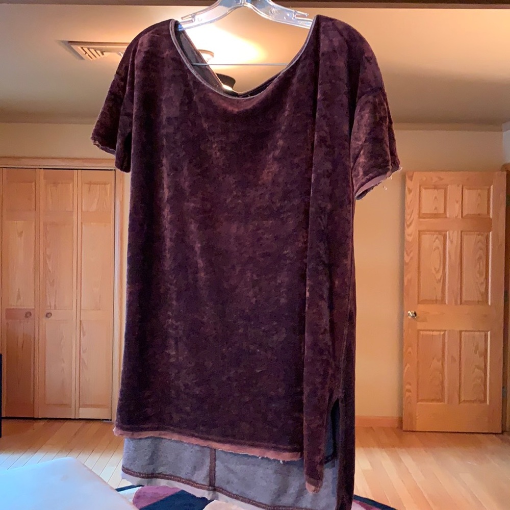 Free People velour short sleeved top